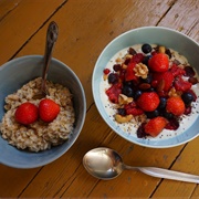 Oats With Soya Yoghurt, Nuts and Fresh Fruit