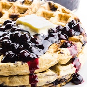 Waffle With Blueberry Jam