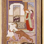 Khusraw Kills a Lion With His Bare Hands (Riza-I Abbasi)