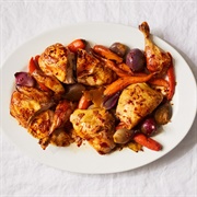 Slow-Roasted Chicken With Honey-Glazed Carrots