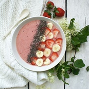 Vegan Strawberry Banana Smoothie Bowl With Chia Seeds