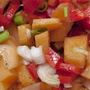 Melon and Bell Pepper Salad With Spring Onions