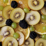 Orange and Kiwi Salad With Blackberries and Grapes