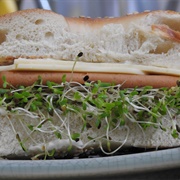 Vegan Cheese and Ham Sandwich With Sprouts