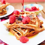 Waffle With Raspberries