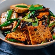 Tofu With Green Peppers in Black Bean Sauce