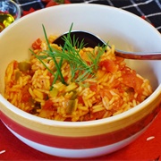 Rice With Tomato and Bell Pepper Sacue