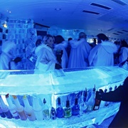 Having a Cocktail Inside an Ice Bar