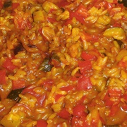 Bell Pepper and Zucchini Risotto With Vegan Cheddar