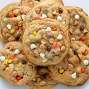 White Chocolate Reese's Pieces Butter Chip Cookies