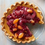 Pumpkin Pie With Pomegranate Poached Pears