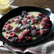 Frozen Berries With White Chocolate Mini Egg Sauce