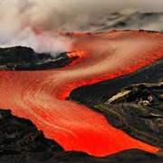 Seen Lava Flow From Active Volcano
