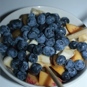 Blueberry and Peach Salad With Pineapple and Mango