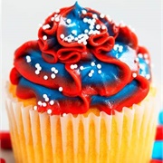Blue and Red Cupcake