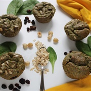 Vegan Oat and Spinach Muffins With Raisins and Sunflower Seeds