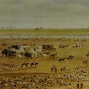 First and Second Corps of the Army Ready for Attending Mass at Batei (Cándido López)