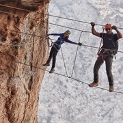 Ascending the via Ferrata in Jabal Al Akhdar, Oman
