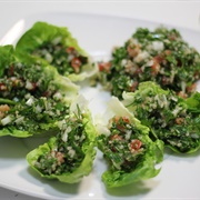 Quinoa Salad on Lettuce Leafs