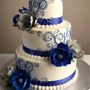 Blue Raspberry Flower Cake