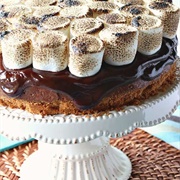 Chocolate Chip S'mores Cheesecake With Chocolate Ganache Topping