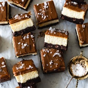 Brownie Cheesecake Bars With Dulce De Leche