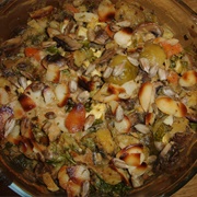 Vegan Winter Vegetable Bake With Sunflower Seeds and Almonds