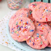 Strawberry Funfetti Cake Mix Cookies
