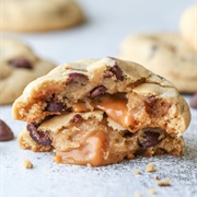 Caramel Stuffed Chocolate Chip Cookie