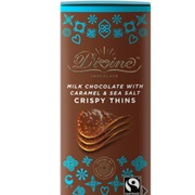 Divine Milk Chocolate With Caramel & Sea Salt Crispy Thins