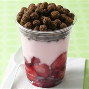 Strawberry and Cocoa Puffs Yogurt Parfait