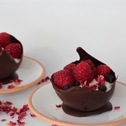 Vegan Chocolate Cups With Raspberries and Blueberries