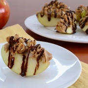 Chocolate Peanut Butter Granola Apple Bites