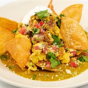 Green Chilaquiles and Eggs