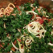 Zucchini Noodles With Tomato Sauce and Parsley
