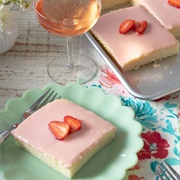 Strawberries and Rosé Sheet Cake