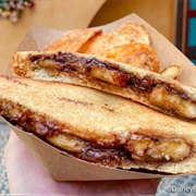 Peanut Butter Chocolate Hazelnut Spread and Banana Sandwich