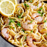 Creamy Lemon Pepper Shrimp Spaghetti