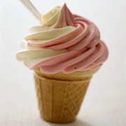 Strawberry and Vanilla Soft Serve