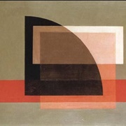 Black Quarter Circle With Red Stripes (László Moholy-Nagy)