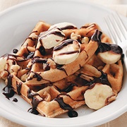Waffle With Chocolate and Banana