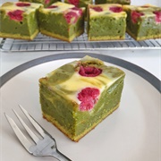 Gooey Raspberry Cheesecake Matcha Brownies