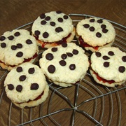 Gluten-Free Vegan Almond Cookies With Strawberry Jam and Chocolate Chips