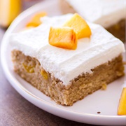 Peach Pie Blondies With Whipped Cream Frosting