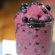 Frozen Banana and Raspberry Smoothie With Blueberries