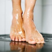 Walking Barefoot in Public Shower