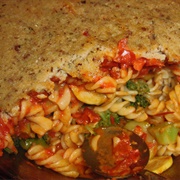 Vegan Pasta Bake With Broccoli, Zucchini and Tomato Sauce