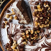 No-Churn Nutella Swirl Ice Cream Cake W/ Cocoa Puffs Crust
