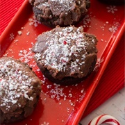 Chocolate Donuts With Peanut Butter Candy Cane Frosting