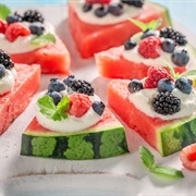 Red White and Blue Watermelon Pizza